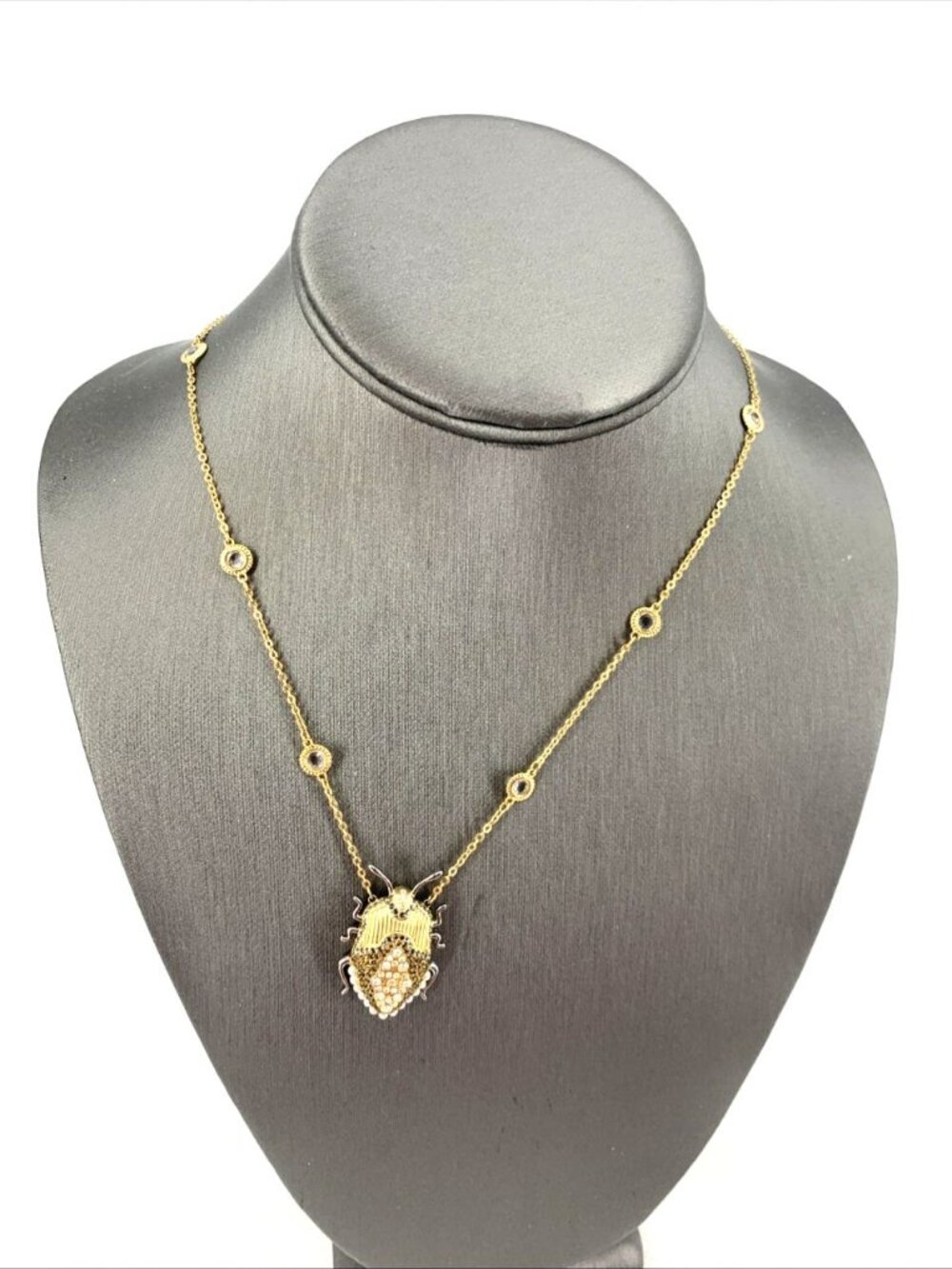 Swarovski Necklace Scarab Gold Tone Crystal Beetle 32" - Picture 3 of 4